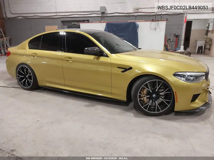 2020 BMW M5 Competition VIN: WBSJF0C02LB449051 Lot: 44638390