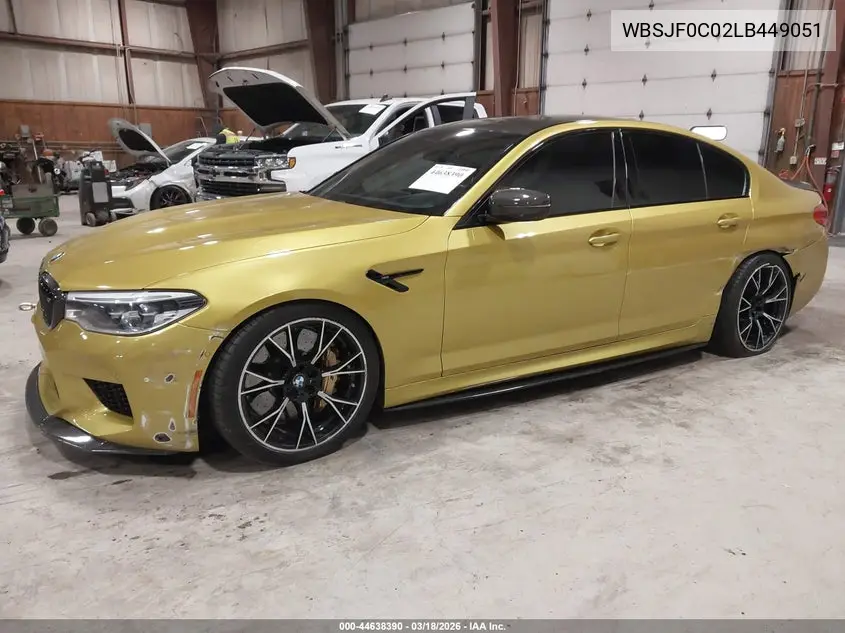 2020 BMW M5 Competition VIN: WBSJF0C02LB449051 Lot: 44638390