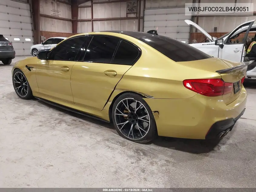2020 BMW M5 Competition VIN: WBSJF0C02LB449051 Lot: 44638390