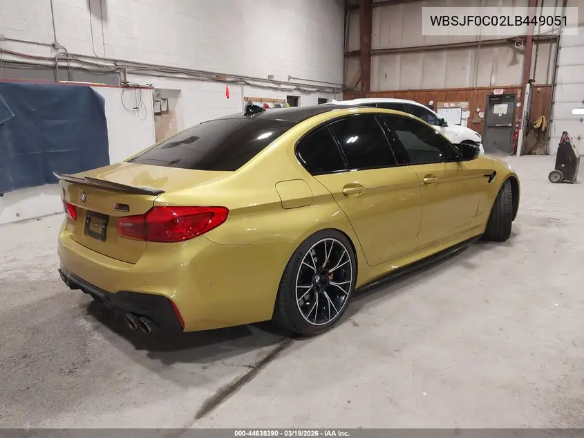 2020 BMW M5 Competition VIN: WBSJF0C02LB449051 Lot: 44638390