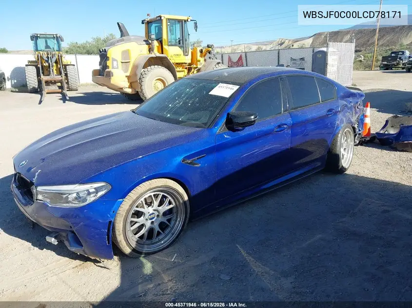 2020 BMW M5 Competition VIN: WBSJF0C00LCD78171 Lot: 45371946
