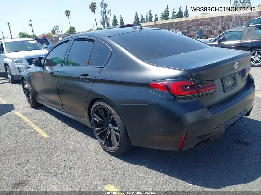 2022 BMW M5 VIN: WBS83CH01NCK72443 Lot: 44997179
