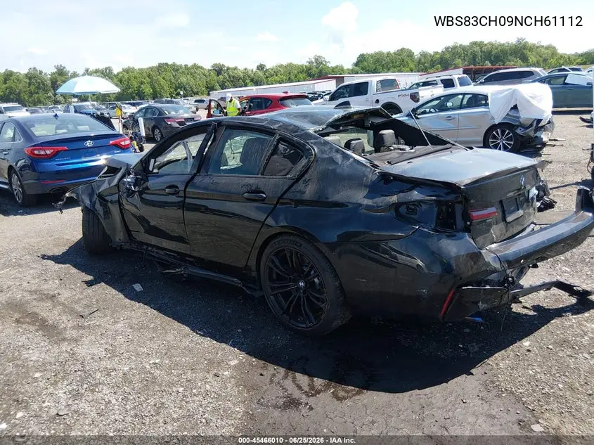 2022 BMW M5 VIN: WBS83CH09NCH61112 Lot: 45466010