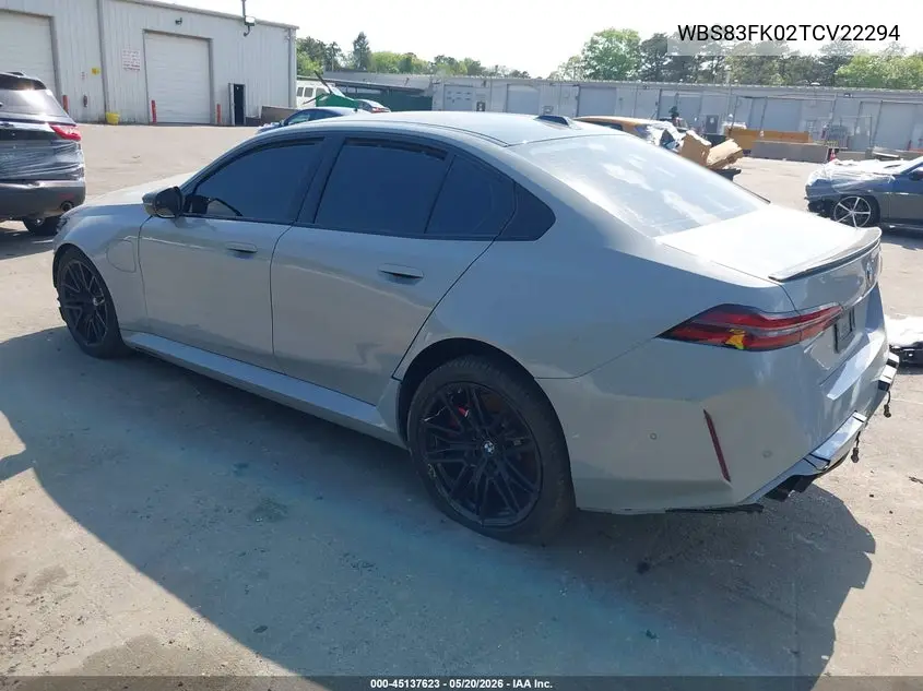 2026 BMW M5 VIN: WBS83FK02TCV22294 Lot: 45137623