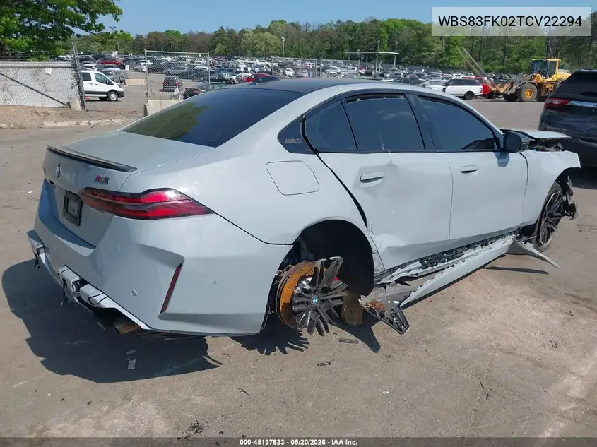 2026 BMW M5 VIN: WBS83FK02TCV22294 Lot: 45137623