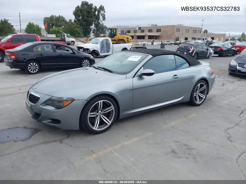 2007 BMW M6 VIN: WBSEK93537CS32783 Lot: 45498132
