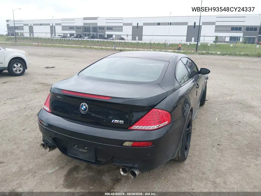 2008 BMW M6 VIN: WBSEH93548CY24337 Lot: 45162578