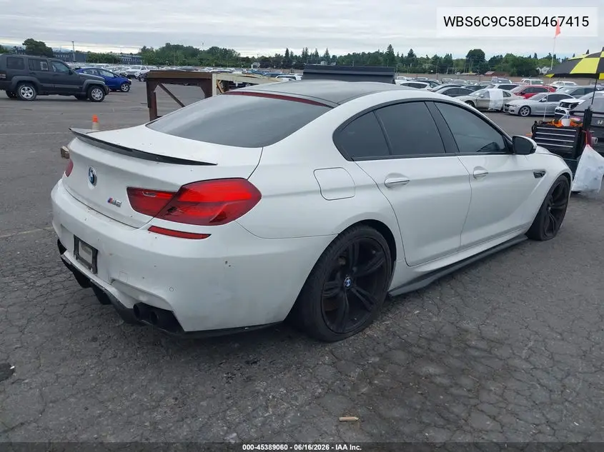2014 BMW M6 Gran Coupe VIN: WBS6C9C58ED467415 Lot: 45389060
