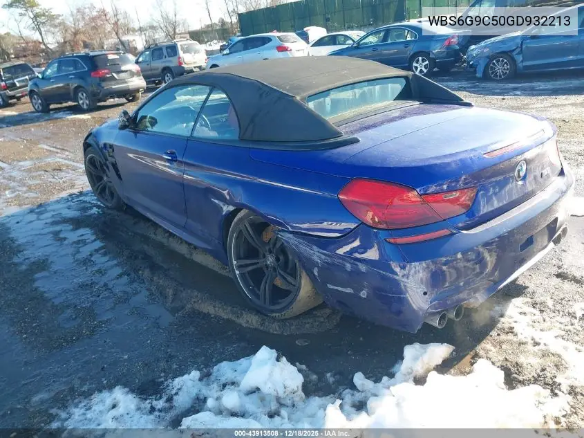 2016 BMW M6 VIN: WBS6G9C50GD932213 Lot: 43913508