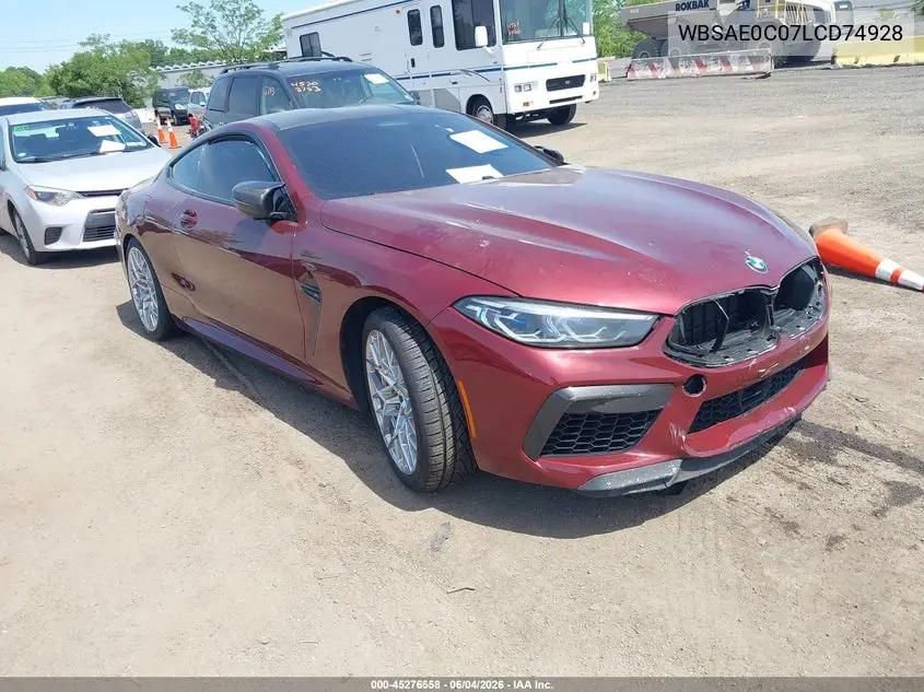 2020 BMW M8 Competition VIN: WBSAE0C07LCD74928 Lot: 45276558
