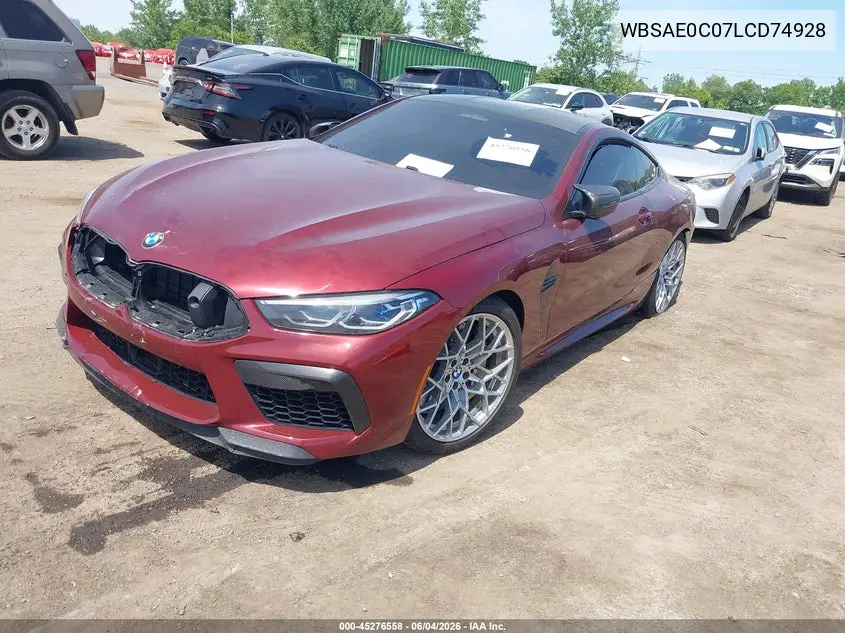2020 BMW M8 Competition VIN: WBSAE0C07LCD74928 Lot: 45276558