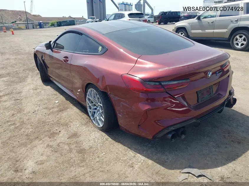 2020 BMW M8 Competition VIN: WBSAE0C07LCD74928 Lot: 45276558
