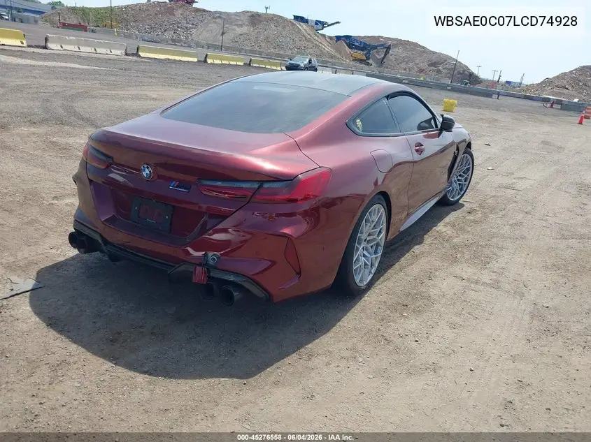 2020 BMW M8 Competition VIN: WBSAE0C07LCD74928 Lot: 45276558