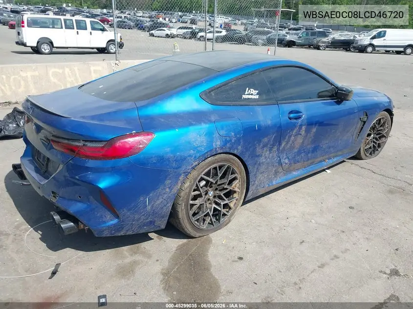 2020 BMW M8 Competition VIN: WBSAE0C08LCD46720 Lot: 45299035