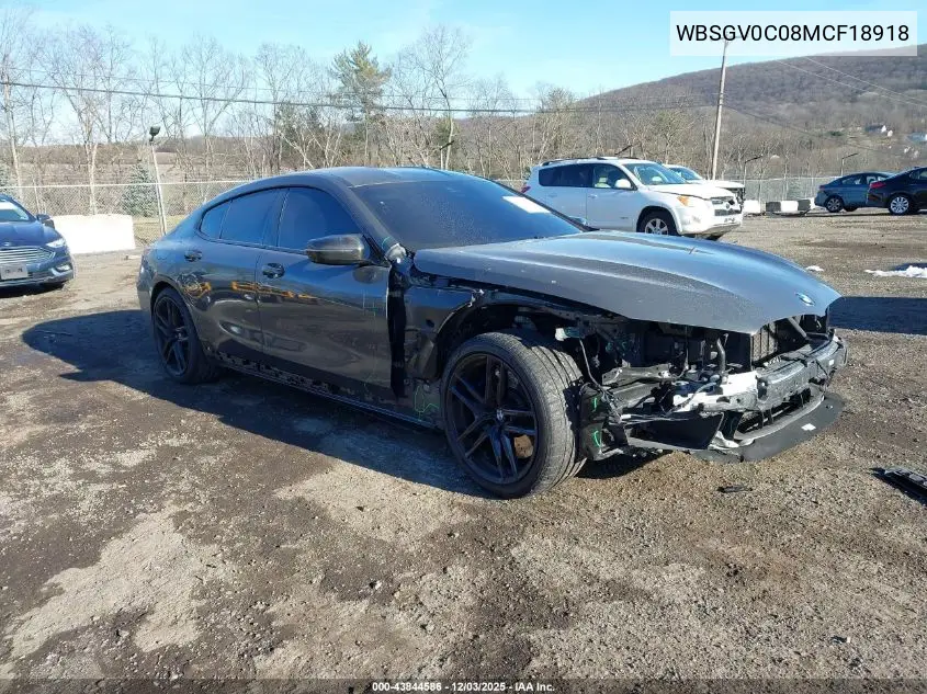 2021 BMW M8 Gran Coupe VIN: WBSGV0C08MCF18918 Lot: 43844586