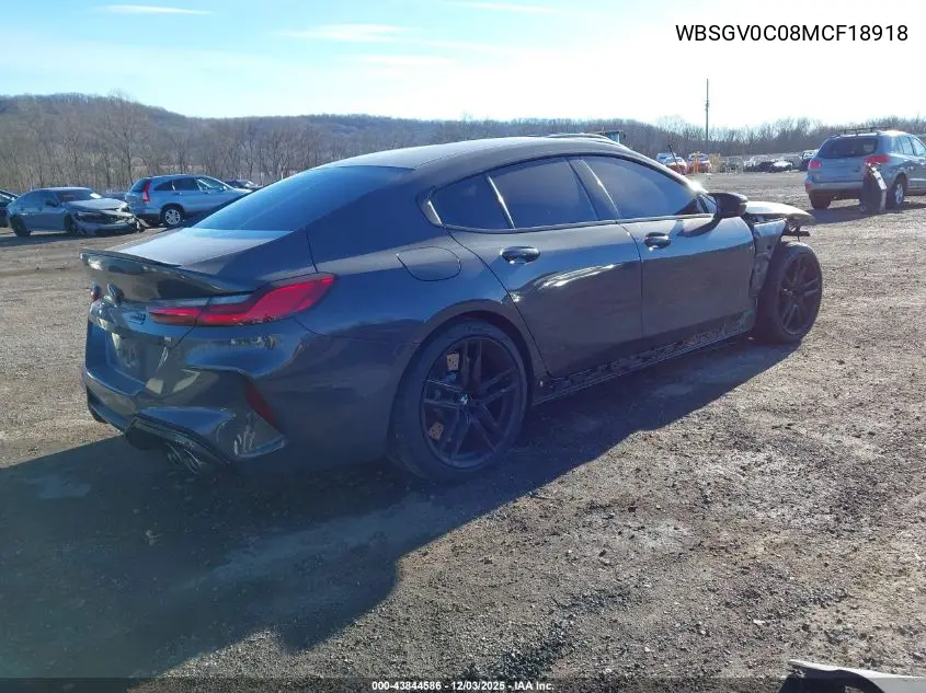 2021 BMW M8 Gran Coupe VIN: WBSGV0C08MCF18918 Lot: 43844586