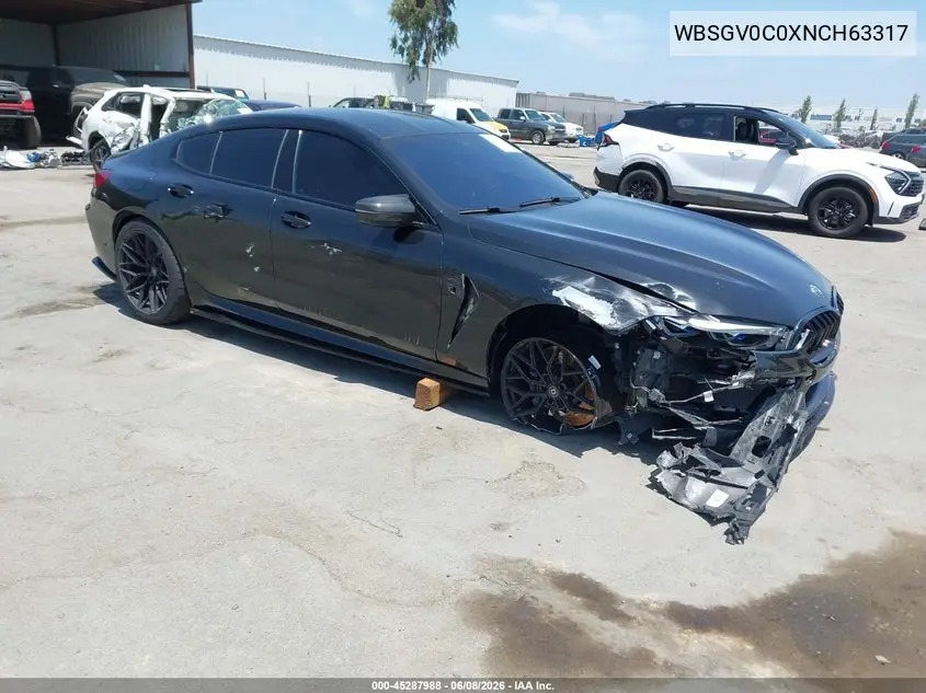 2022 BMW M8 Gran Coupe Competition VIN: WBSGV0C0XNCH63317 Lot: 45287988