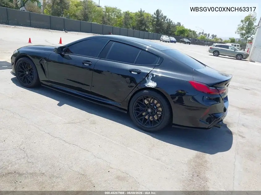 2022 BMW M8 Gran Coupe Competition VIN: WBSGV0C0XNCH63317 Lot: 45287988