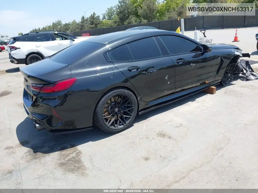 2022 BMW M8 Gran Coupe Competition VIN: WBSGV0C0XNCH63317 Lot: 45287988