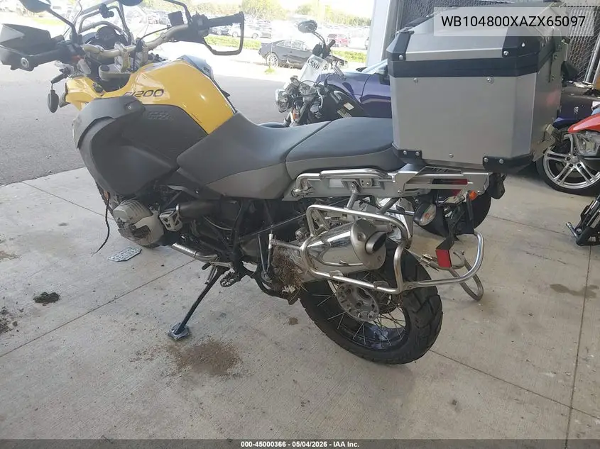 2010 BMW R1200 Gs Adventure VIN: WB104800XAZX65097 Lot: 45000366