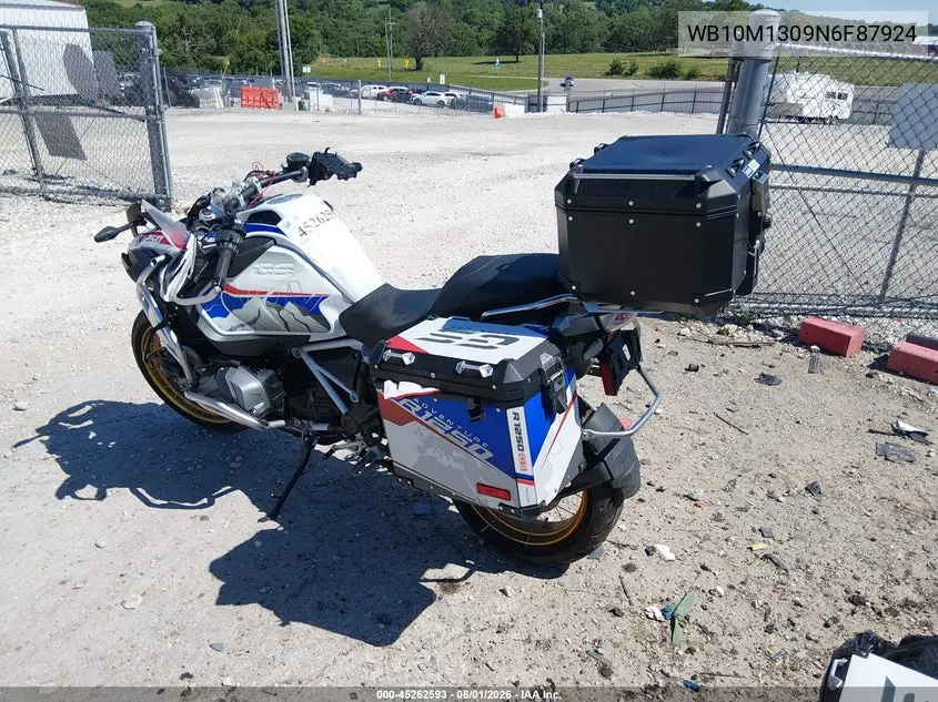 2022 BMW R 1250 Gs Adventure VIN: WB10M1309N6F87924 Lot: 45262593