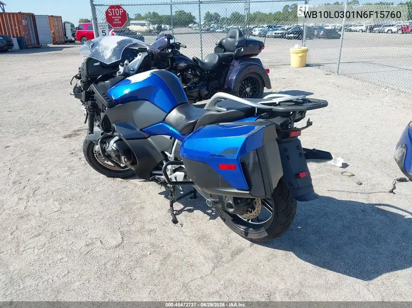 2022 BMW R 1250 Rt VIN: WB10L0301N6F15760 Lot: 45472737