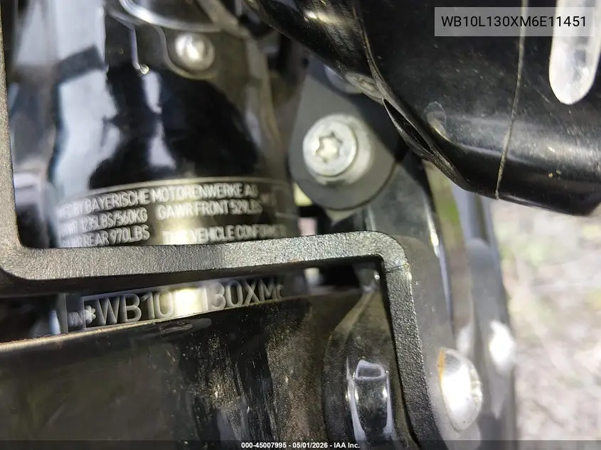 2021 BMW R18 VIN: WB10L130XM6E11451 Lot: 45007995