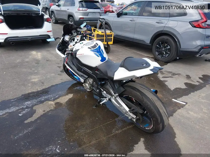 2010 BMW S 1000 Rr VIN: WB1051706AZV40850 Lot: 45626736