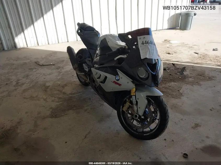 2011 BMW S 1000 Rr VIN: WB1051707BZV43158 Lot: 44646300