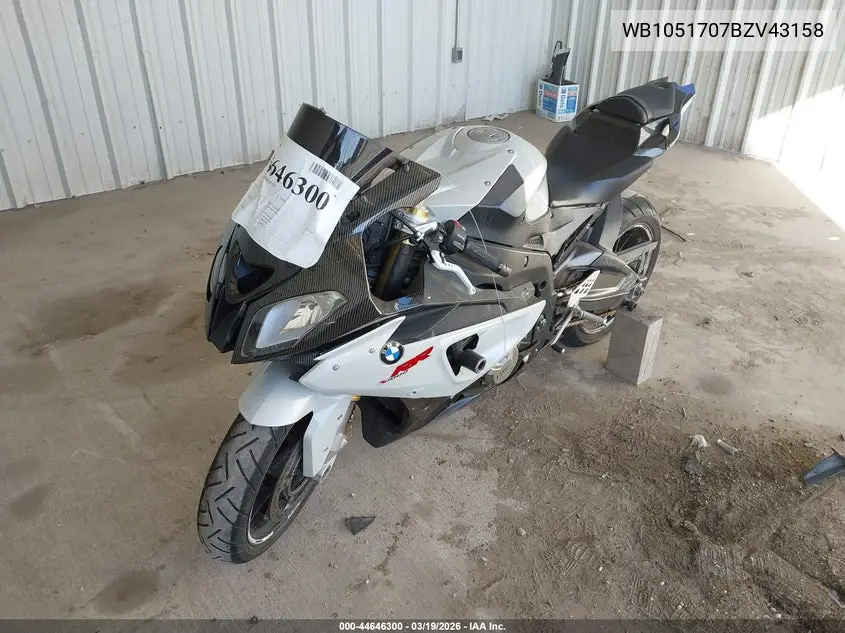 2011 BMW S 1000 Rr VIN: WB1051707BZV43158 Lot: 44646300