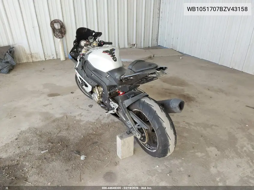 2011 BMW S 1000 Rr VIN: WB1051707BZV43158 Lot: 44646300