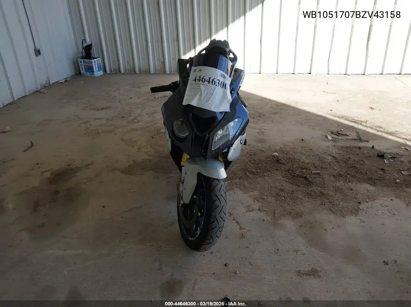 2011 BMW S 1000 Rr VIN: WB1051707BZV43158 Lot: 44646300