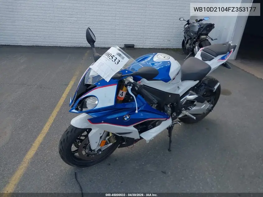 2015 BMW S 1000 Rr VIN: WB10D2104FZ353177 Lot: 45000533