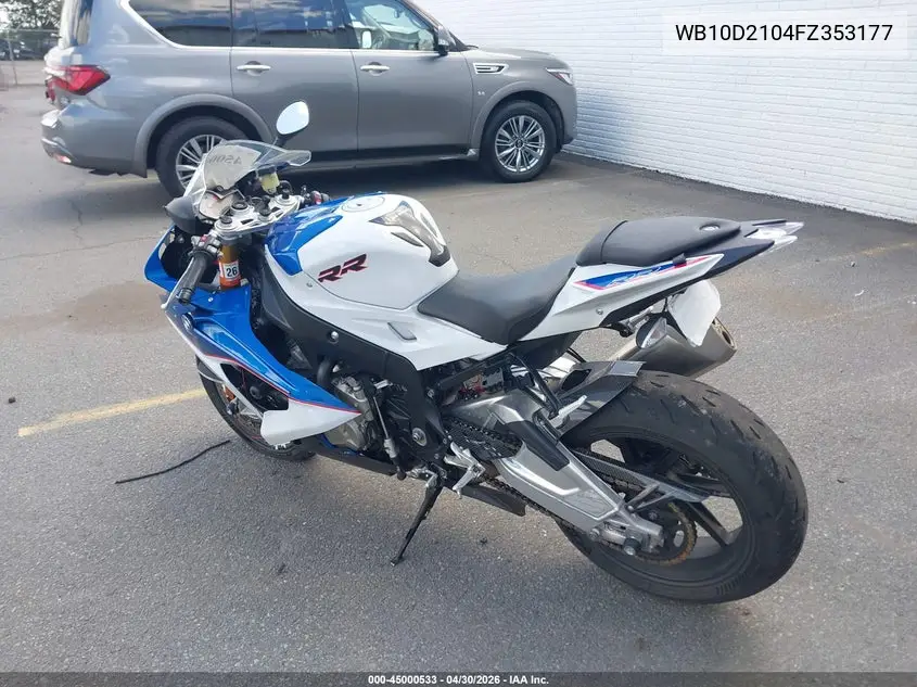 2015 BMW S 1000 Rr VIN: WB10D2104FZ353177 Lot: 45000533