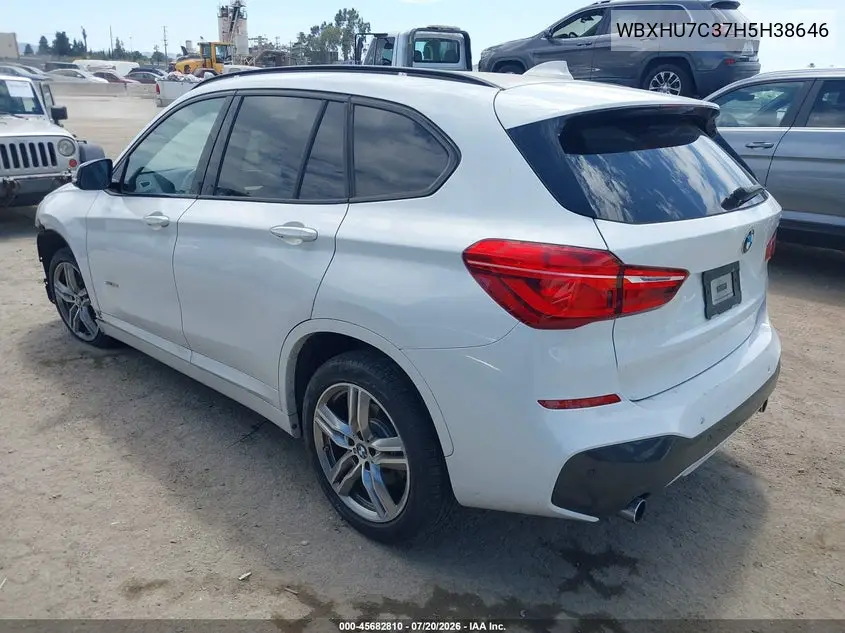 2017 BMW X1 Sdrive28I VIN: WBXHU7C37H5H38646 Lot: 45682810