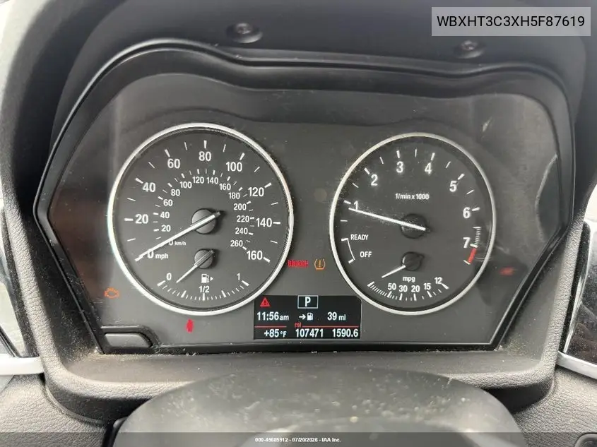 2017 BMW X1 xDrive28I VIN: WBXHT3C3XH5F87619 Lot: 45685912