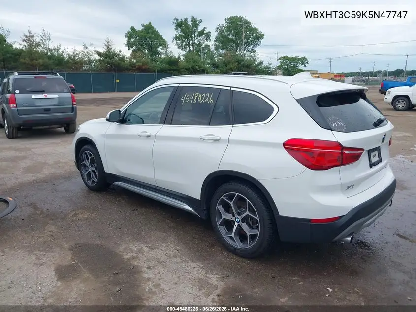 2019 BMW X1 xDrive28I VIN: WBXHT3C59K5N47747 Lot: 45480226