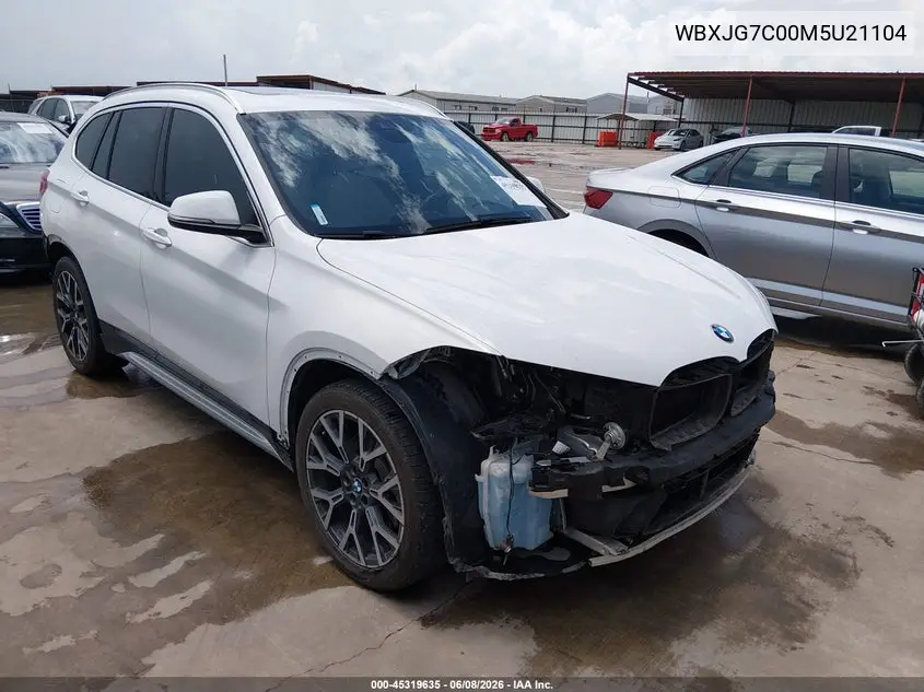 2021 BMW X1 Sdrive28I VIN: WBXJG7C00M5U21104 Lot: 45319635