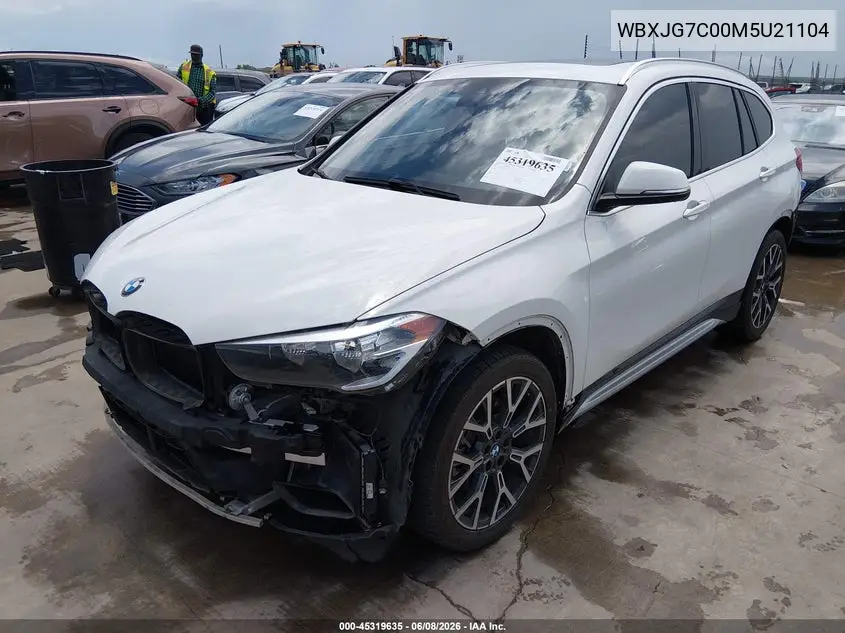 2021 BMW X1 Sdrive28I VIN: WBXJG7C00M5U21104 Lot: 45319635