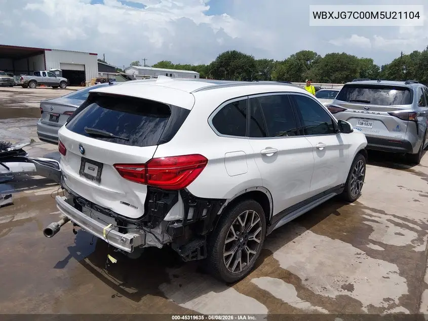 2021 BMW X1 Sdrive28I VIN: WBXJG7C00M5U21104 Lot: 45319635