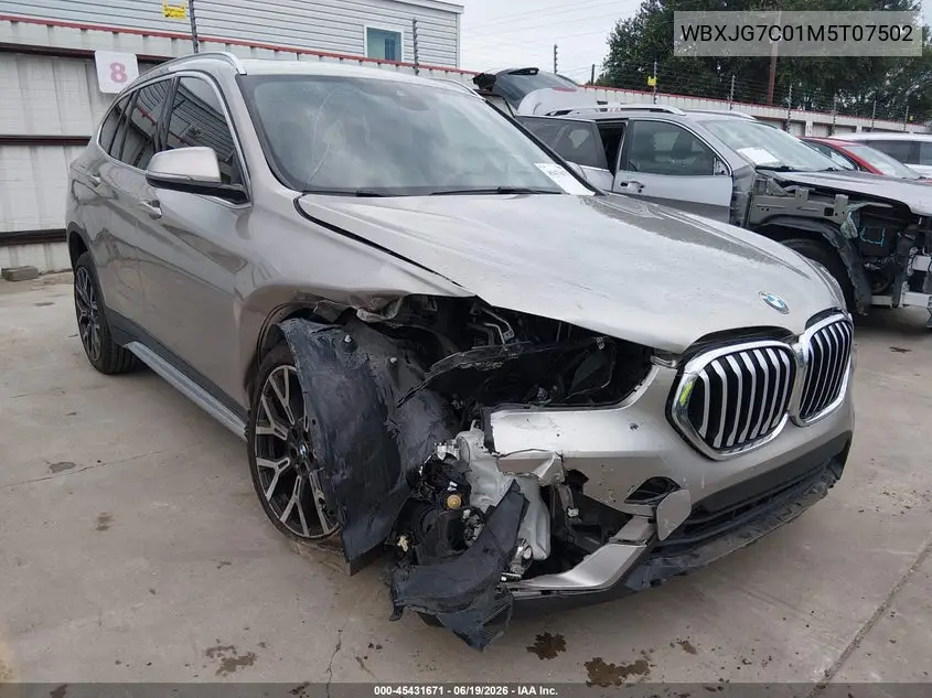 2021 BMW X1 Sdrive28I VIN: WBXJG7C01M5T07502 Lot: 45431671