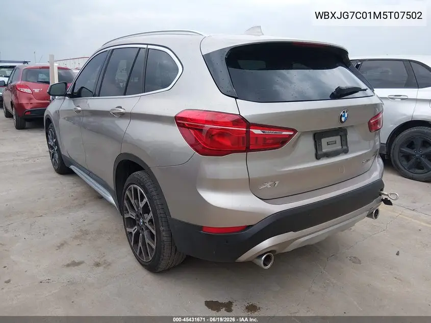 2021 BMW X1 Sdrive28I VIN: WBXJG7C01M5T07502 Lot: 45431671