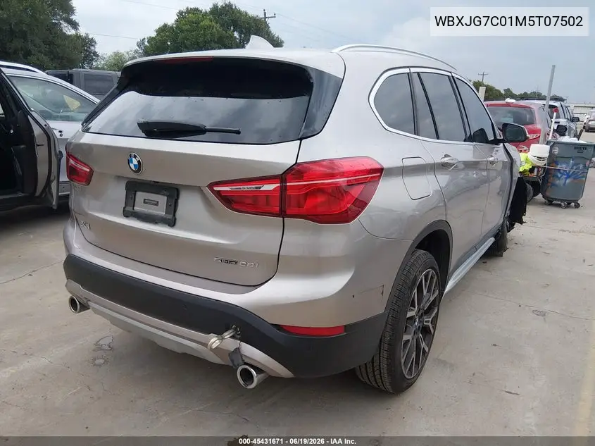 2021 BMW X1 Sdrive28I VIN: WBXJG7C01M5T07502 Lot: 45431671