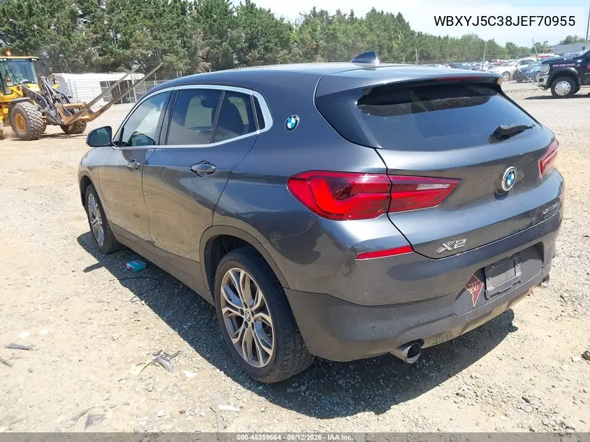 2018 BMW X2 xDrive28I VIN: WBXYJ5C38JEF70955 Lot: 45359564