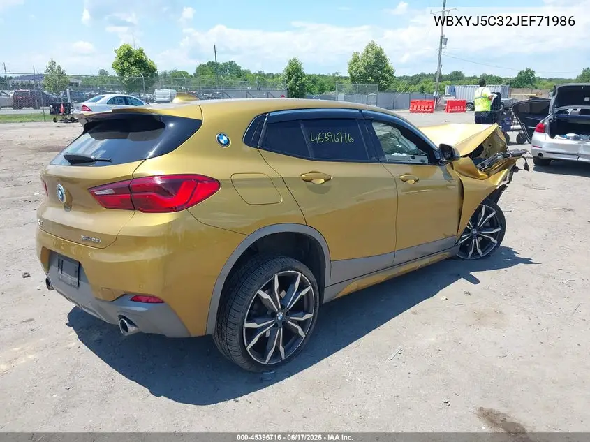 2018 BMW X2 xDrive28I VIN: WBXYJ5C32JEF71986 Lot: 45396716