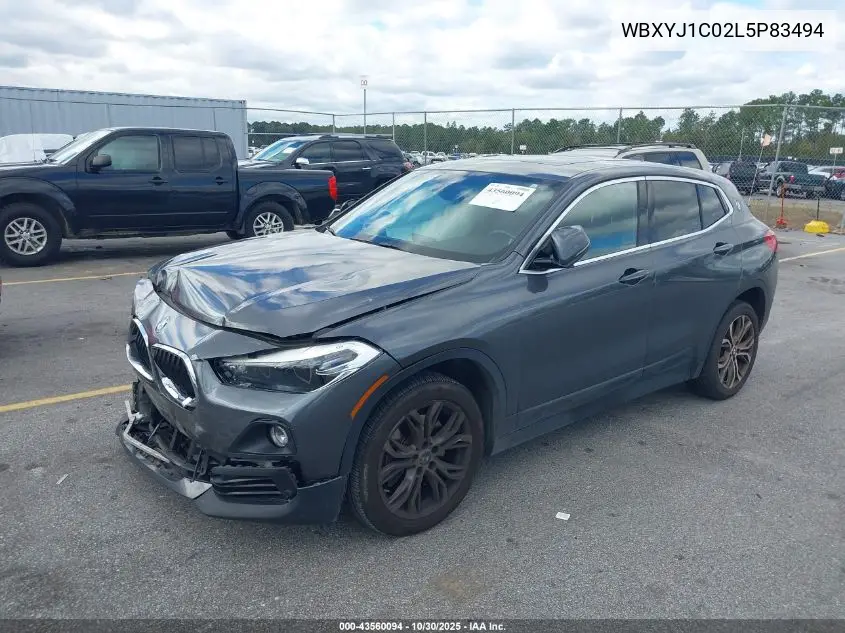 2020 BMW X2 xDrive28I VIN: WBXYJ1C02L5P83494 Lot: 43560094