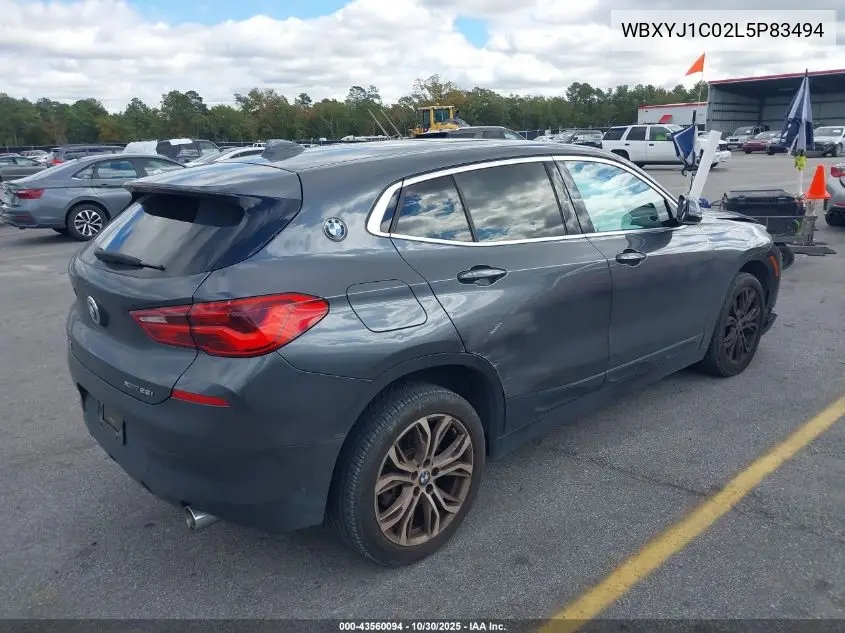 2020 BMW X2 xDrive28I VIN: WBXYJ1C02L5P83494 Lot: 43560094
