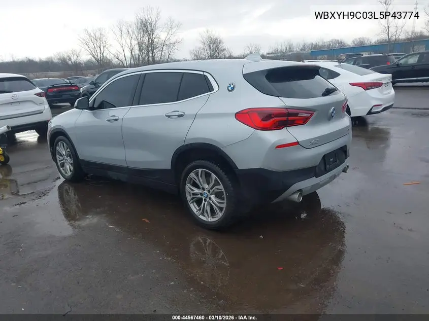 2020 BMW X2 Sdrive28I VIN: WBXYH9C03L5P43774 Lot: 44567460