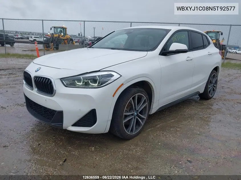 2022 BMW X2 xDrive28I VIN: WBXYJ1C08N5T92577 Lot: 12636559