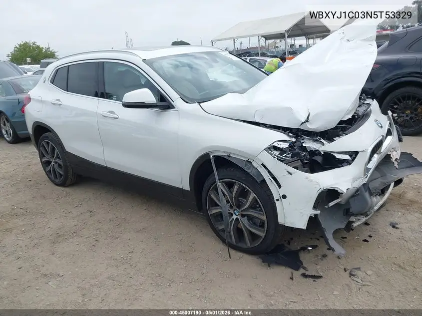 2022 BMW X2 xDrive28I VIN: WBXYJ1C03N5T53329 Lot: 45007190